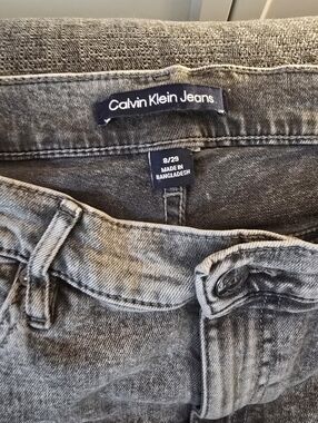 Calvin Klein Acid Wash Grey Jeans High Rise Straight Leg.